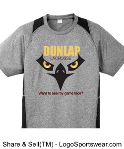 Angry Eagle Game Face: Grey tshirt with black trim Design Zoom